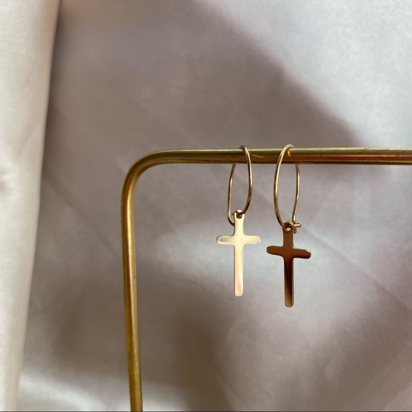 18K Goldplated Charm Hoops Earrings - Picture 13 of 14